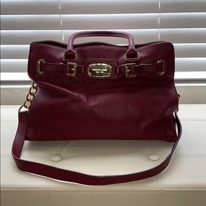 Michael Kors Hamilton burgundy leather tote